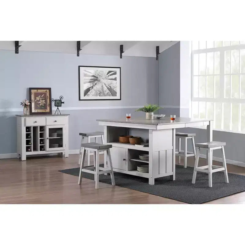 Tabouret pivotant hauteur comptoir, lot de 2, blanc/gris délavé