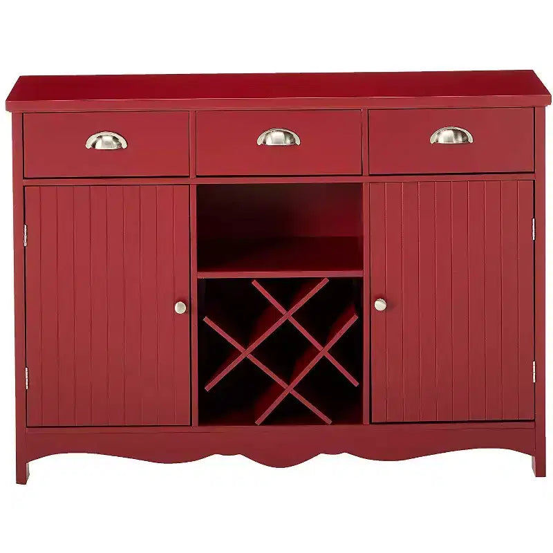 Console de service buffet avec rangement pour vin, rouge