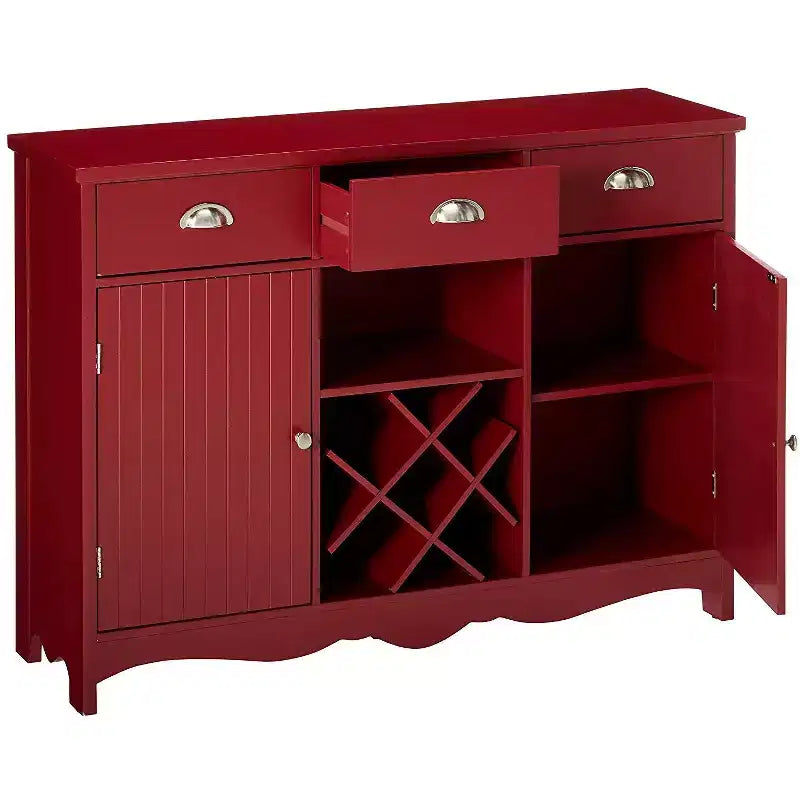 Console de service buffet avec rangement pour vin, rouge