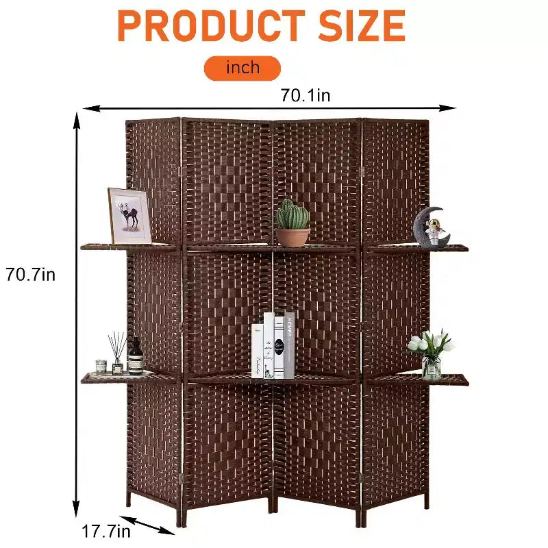 Paravent pliable 4/6 panneaux polyvalent, en bois
