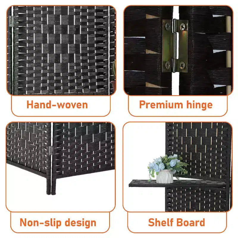 Paravent pliable 4/6 panneaux polyvalent, en bois