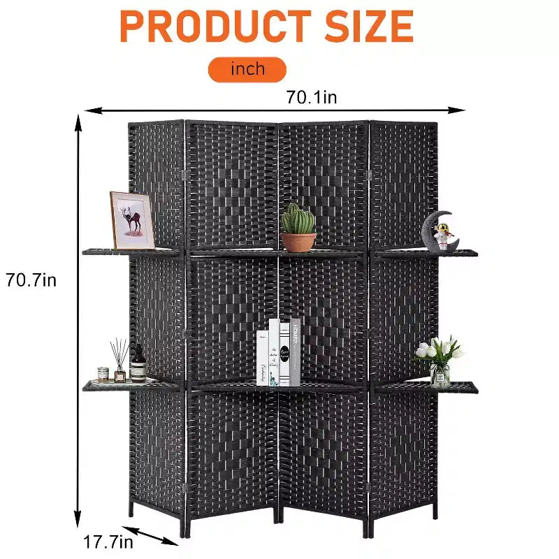 Paravent pliable 4/6 panneaux polyvalent, en bois