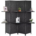 FDW Versatile 4/6 Panel Folding Room Divider Screen Divider Wooden Screen Folding Portable Partition with Built-in Shelves Stylish