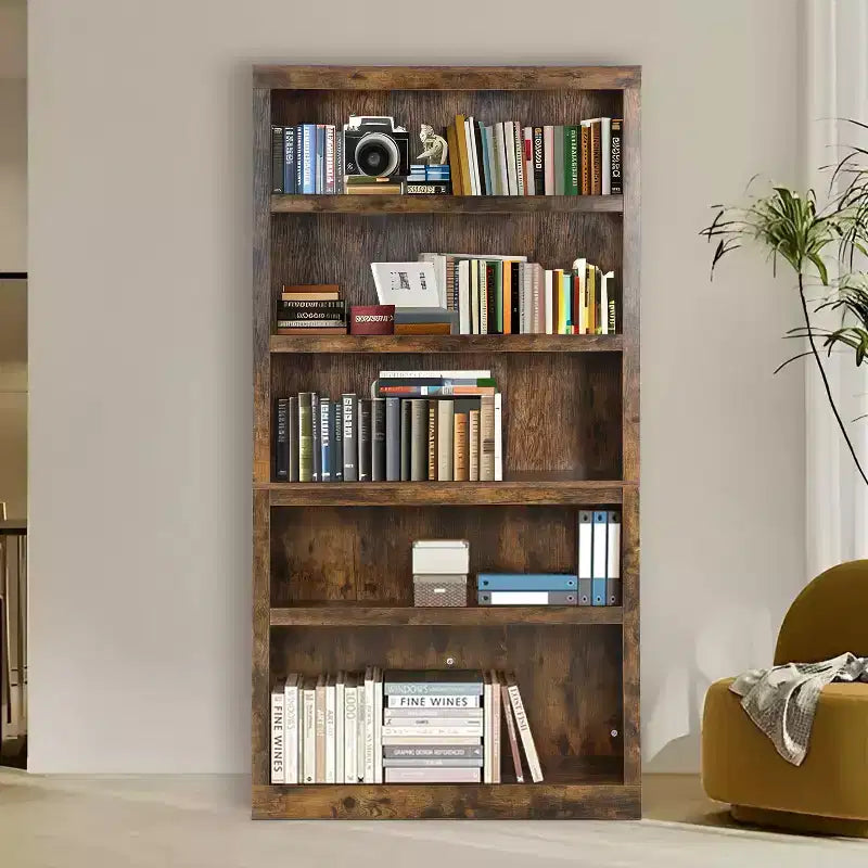 Étagère Bibliothèque Bois 5 Niveaux Style Industriel Parfaite