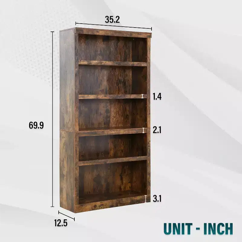 Étagère Bibliothèque Bois 5 Niveaux Style Industriel Parfaite