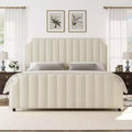 WhizMax Queen/King Size Bed Frame with 50.2 Tall Headboard, Velvet Upholstered Bed Frame Queen with Vertical Channel Tufted Headboard & Footboard