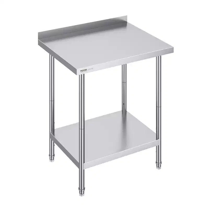 VEVOR 24 x 30 x 36 Inch Stainless Steel Work Table,Commercial Food Prep Worktable Heavy Duty Prep Worktable, Metal Work Table with Adjustable Height