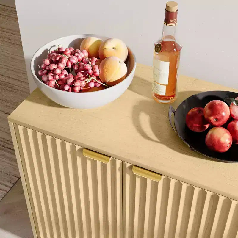 Bahut cannelé avec rangement, Buffet de rangement moderne 55 avec 4 portes
