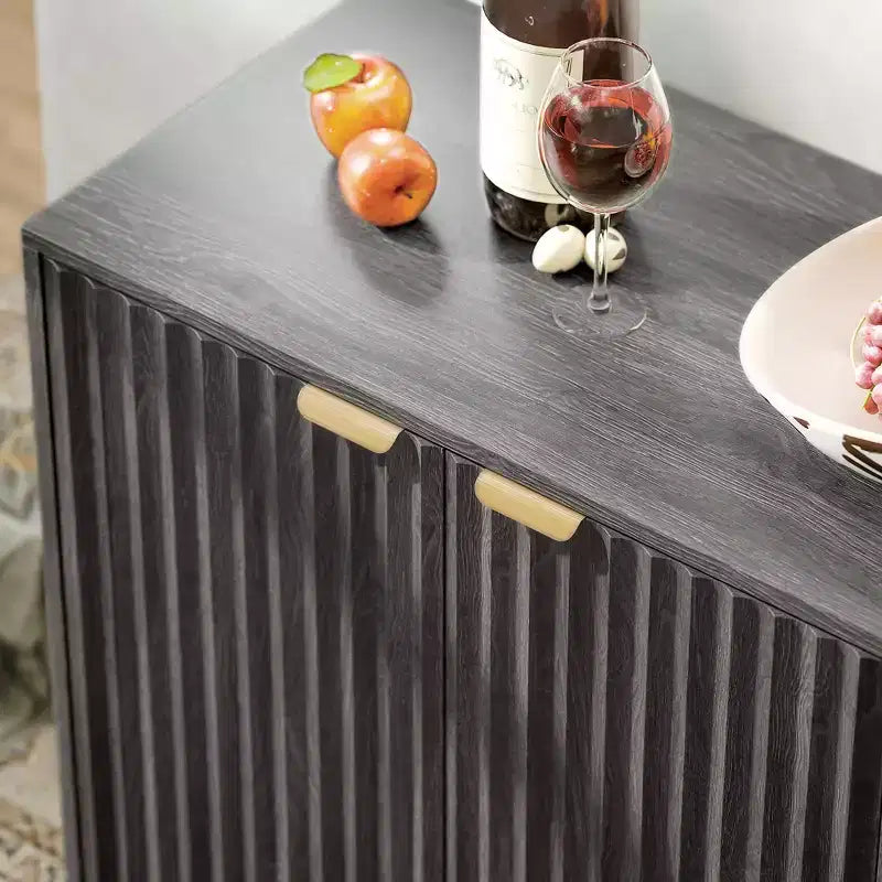 Bahut cannelé avec rangement, Buffet de rangement moderne 55 avec 4 portes