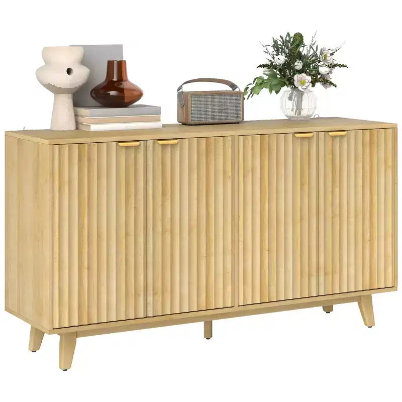 Bahut cannelé avec rangement, Buffet de rangement moderne 55 avec 4 portes