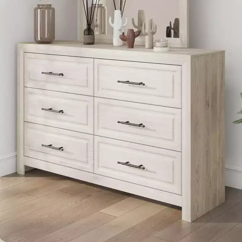 Commode à 6 tiroirs, commode haute en bois de 37,99 po avec tiroirs