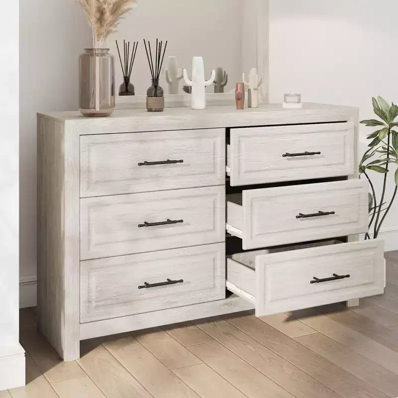 Commode à 6 tiroirs, commode haute en bois de 37,99 po avec tiroirs