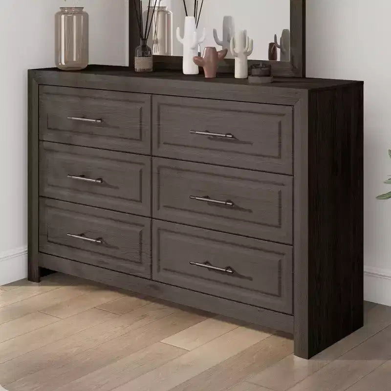 Commode à 6 tiroirs, commode haute en bois de 37,99 po avec tiroirs