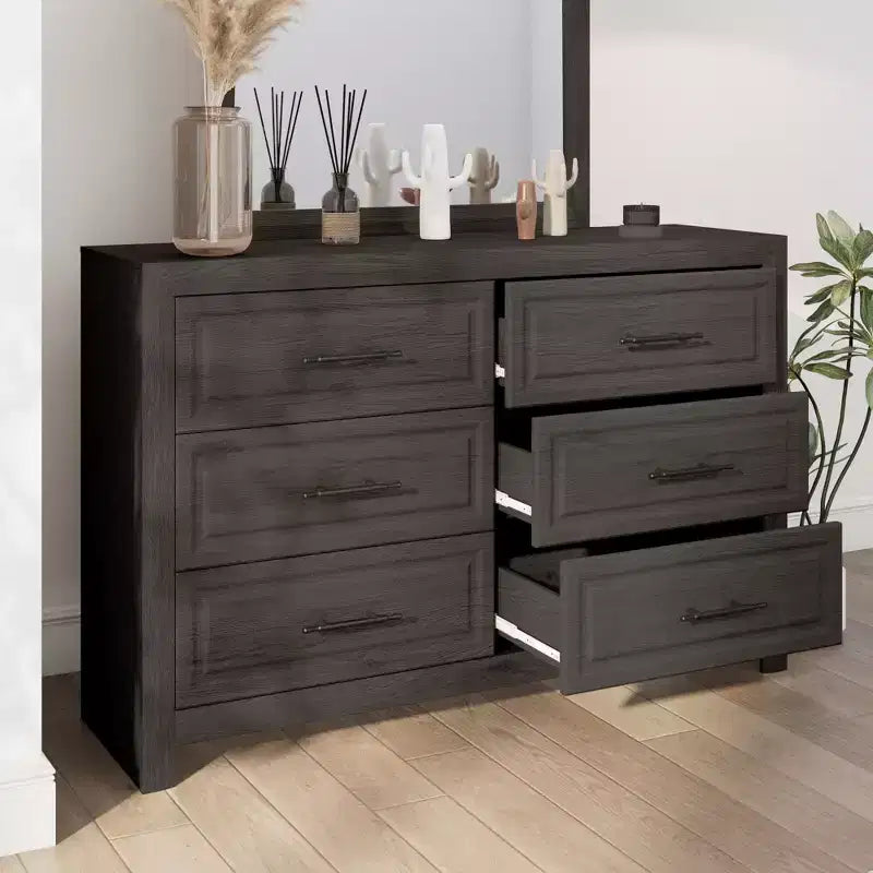 Commode à 6 tiroirs, commode haute en bois de 37,99 po avec tiroirs