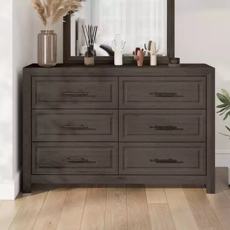 Commode à 6 tiroirs, commode haute en bois de 37,99 po avec tiroirs