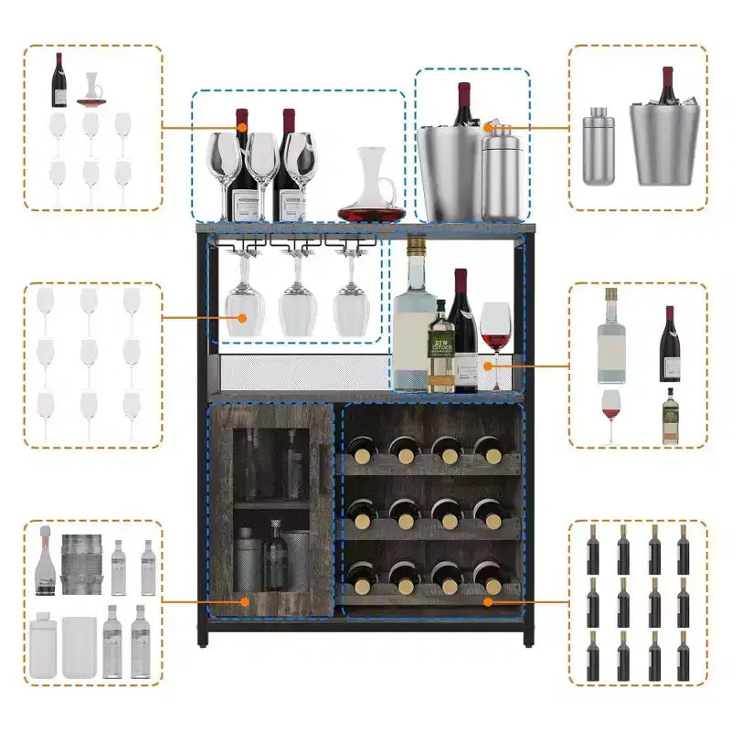 Cave à vin avec grand espace de rangement et clayette amovible