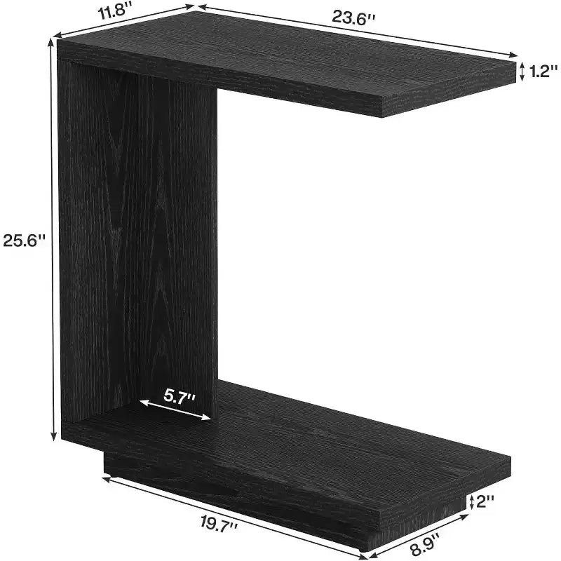 Table d'appoint galbée avec 2 étagères de rangement