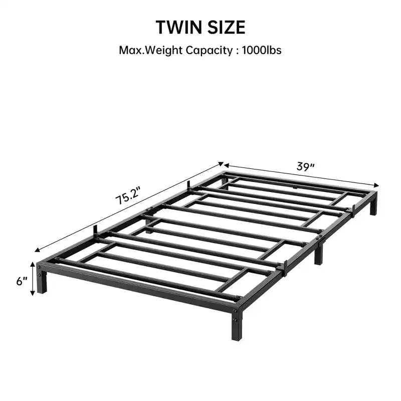 Cadre de lit 6 pouces, pas besoin de sommier tapissier, plateforme de lit métallique robuste taille lit simple