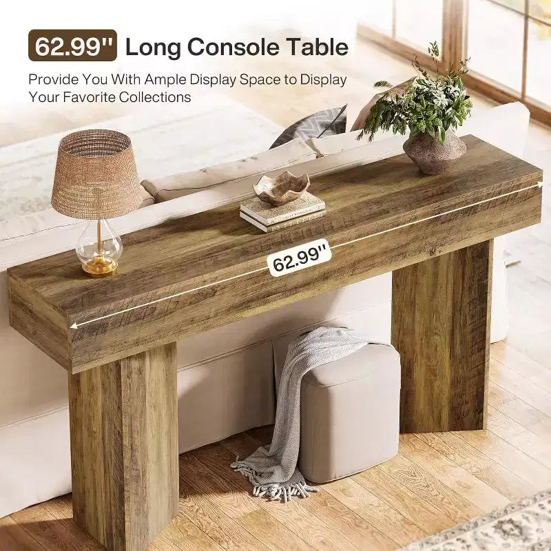 Table console de ferme 63 pouces, longue et étroite
