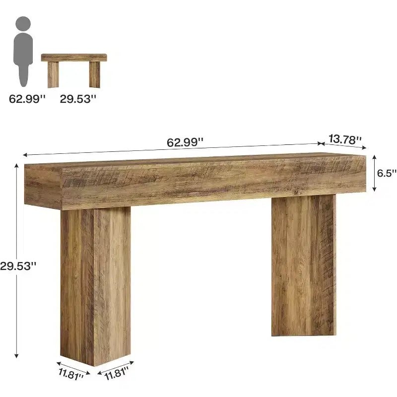 Table console de ferme 63 pouces, longue et étroite