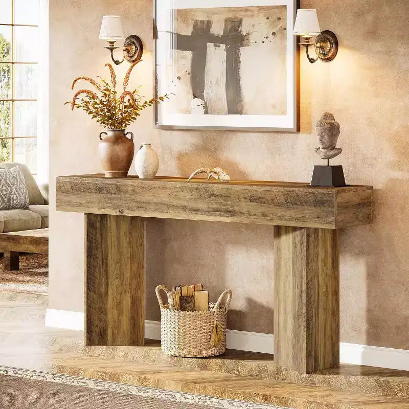 Table console de ferme 63 pouces, longue et étroite