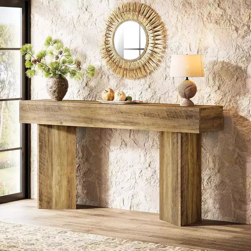 Table console de ferme 63 pouces, longue et étroite