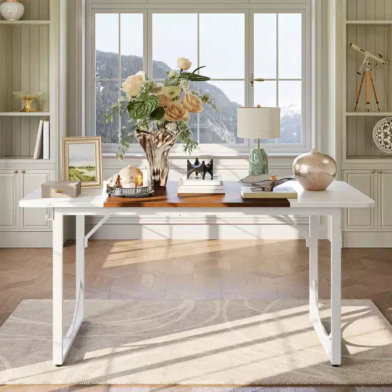 Bureau d'ordinateur de 160 cm pour bureau à domicile, bureau moderne avec plateau en bois étanche