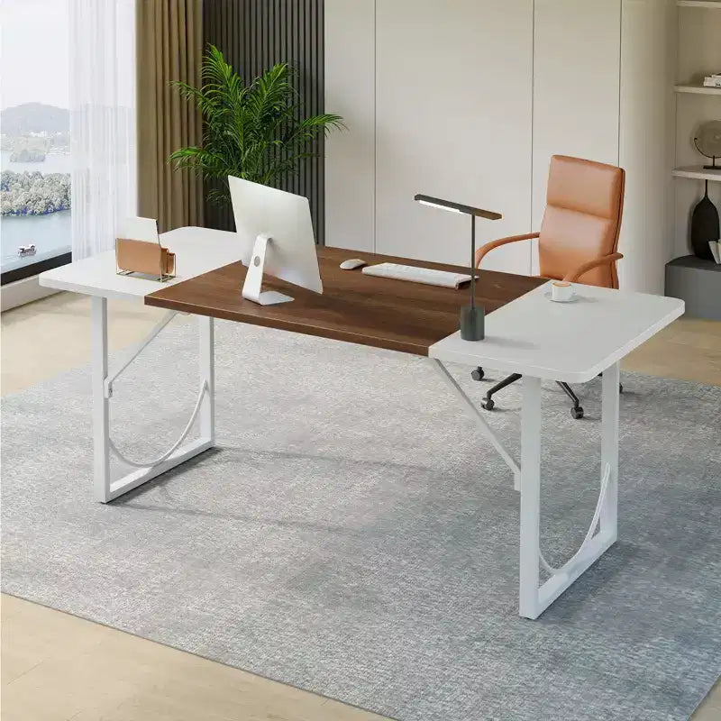 Bureau d'ordinateur de 160 cm pour bureau à domicile, bureau moderne avec plateau en bois étanche