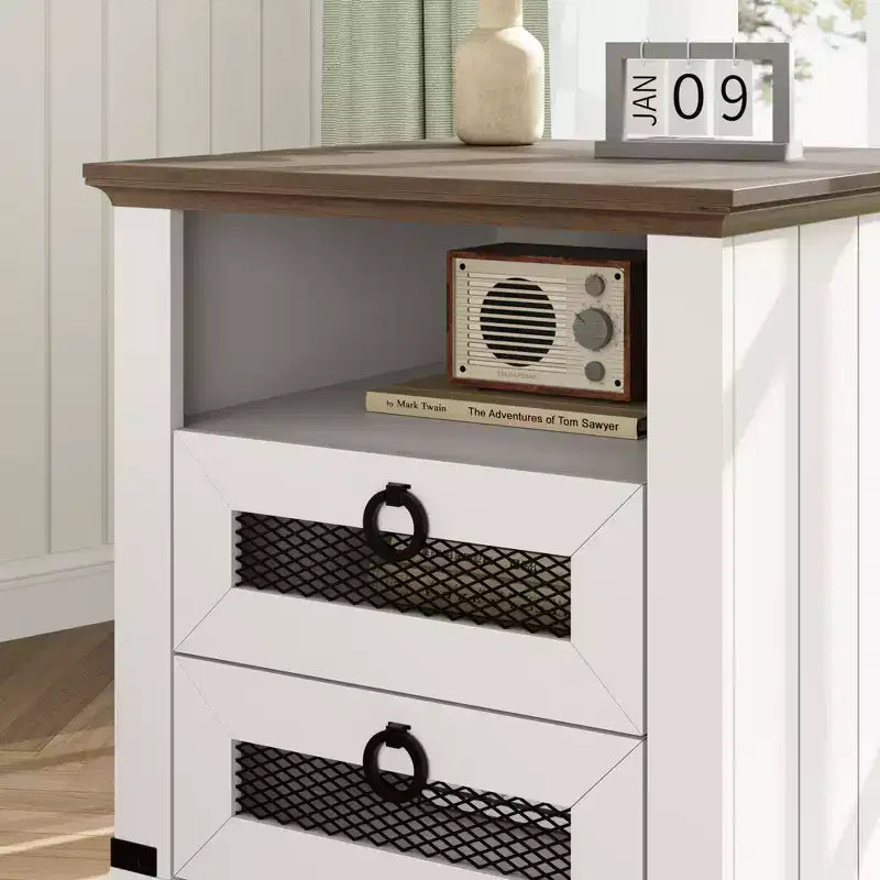 Table d'appoint de ferme avec station de recharge - Table basse en bois rustique
