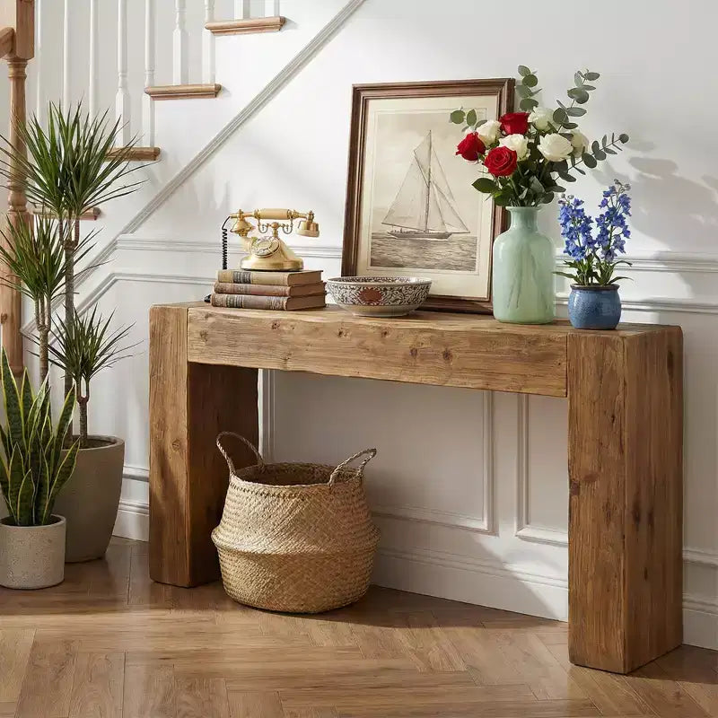 MAYEERTY 63-Inch Wood Console Table, Farmhouse Entryway Sofa Table