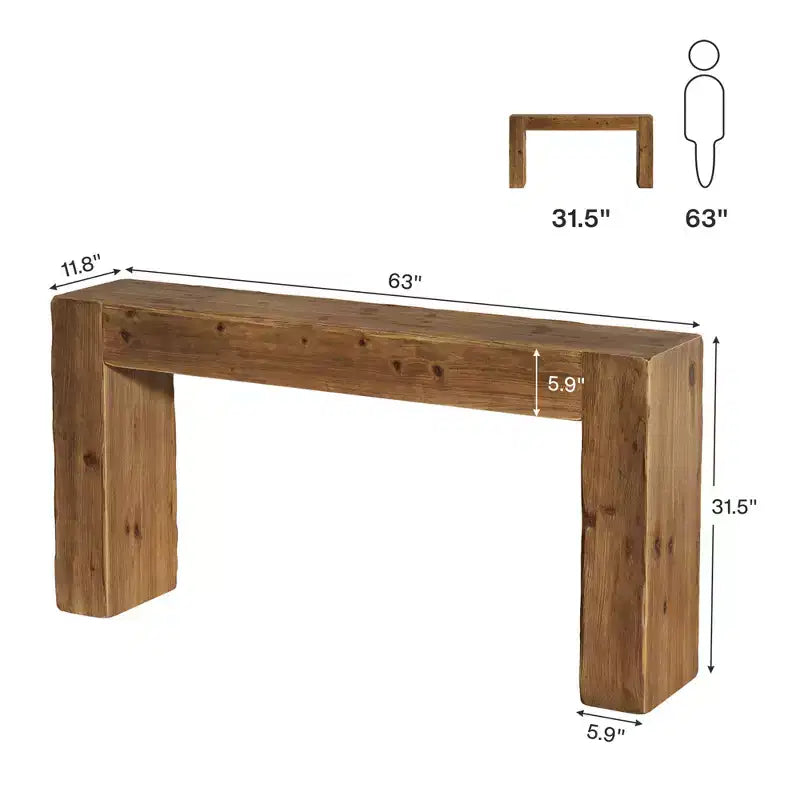 Table console en bois de 63 po,