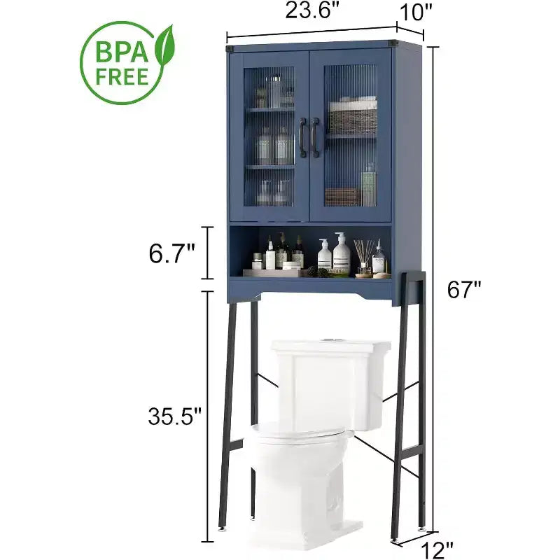 Armoire de rangement au-dessus des toilettes avec