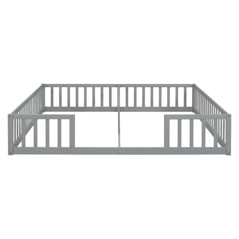 Lit de plancher double avec barrière de sécurité, lit plateforme en bois