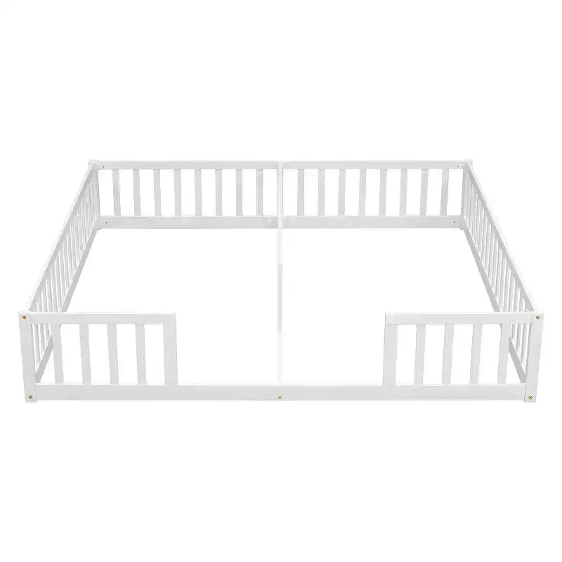 Lit de plancher double avec barrière de sécurité, lit plateforme en bois