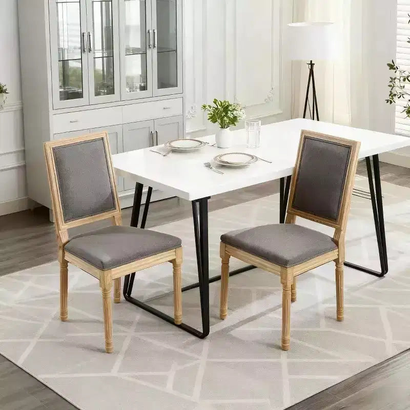 Lot de 2 chaises de salle à manger capitonnées à dossier carré