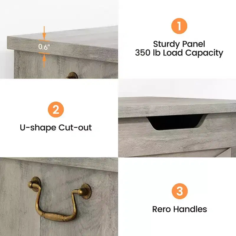 Banc de rangement polyvalent en bois avec couvercle à charnière de sécurité - Coffre de style fermier
