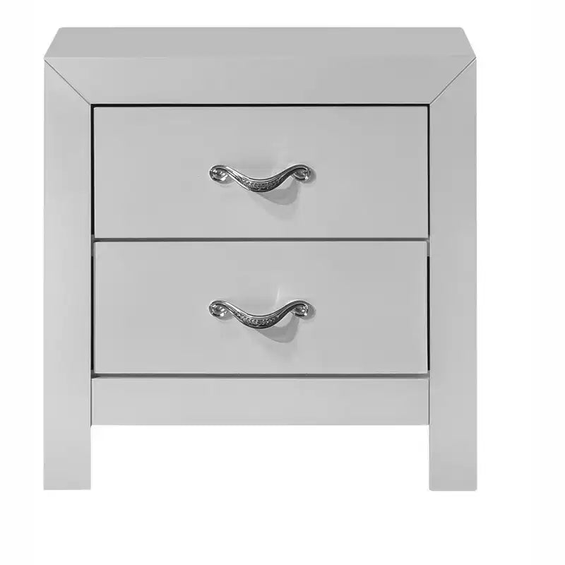Passion Furniture Moreland Sparkling White 2-Drawer 24 in. W Nightstand