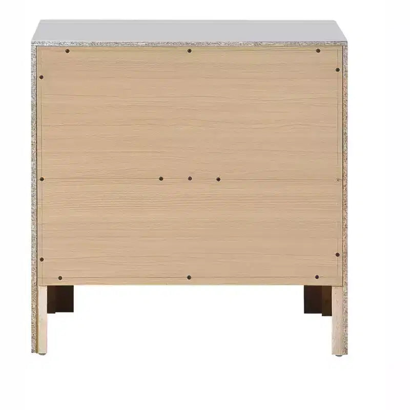 Table de chevet blanche étincelante à 2 tiroirs de 61 cm de large
