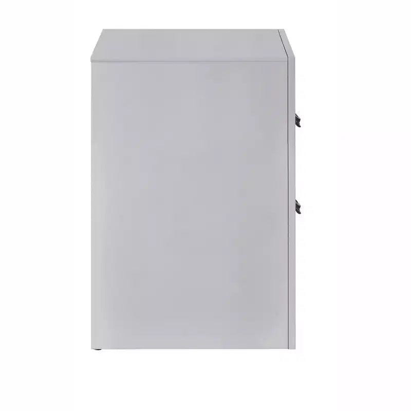 Table de chevet blanche étincelante à 2 tiroirs de 61 cm de large