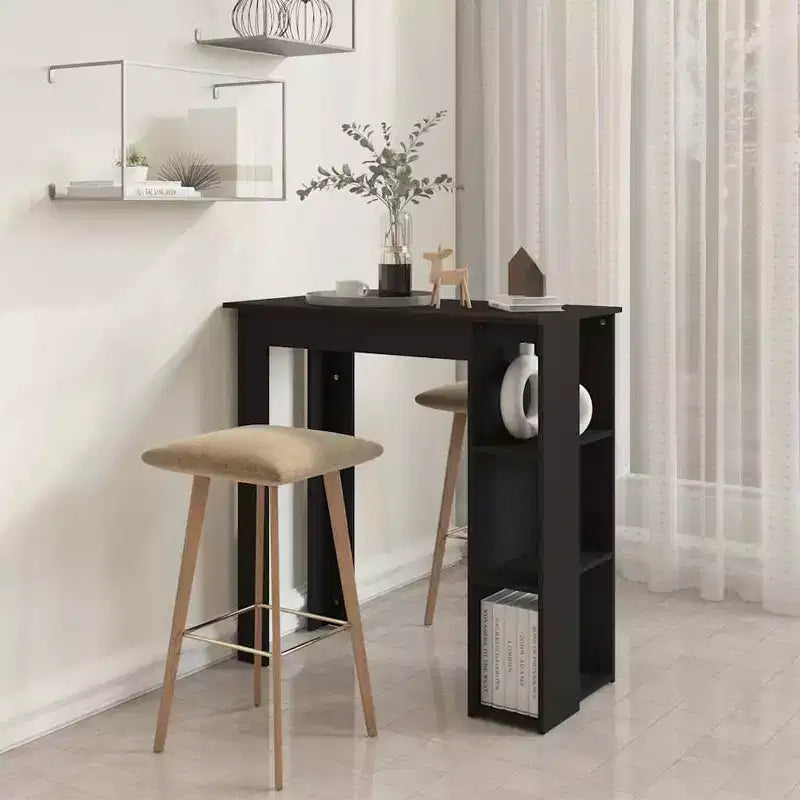 Table de bar avec étagère en bois composite, pour salle à manger