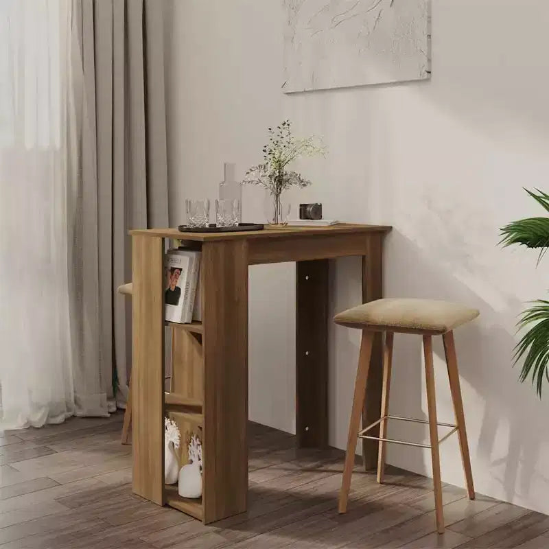 Table de bar avec étagère en bois composite, pour salle à manger