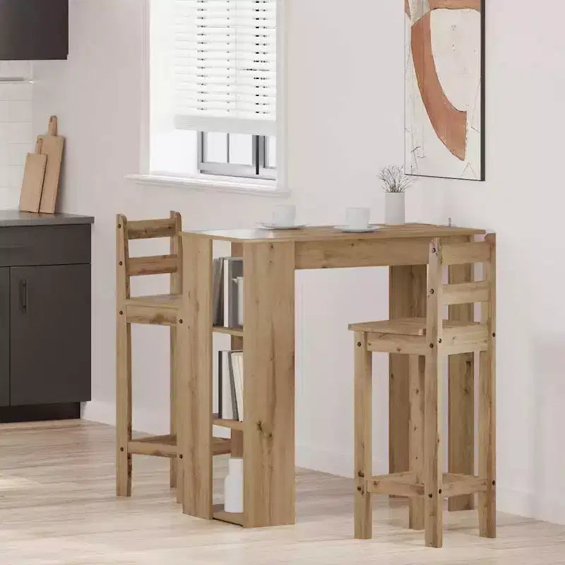 Table de bar avec étagère en bois composite, pour salle à manger
