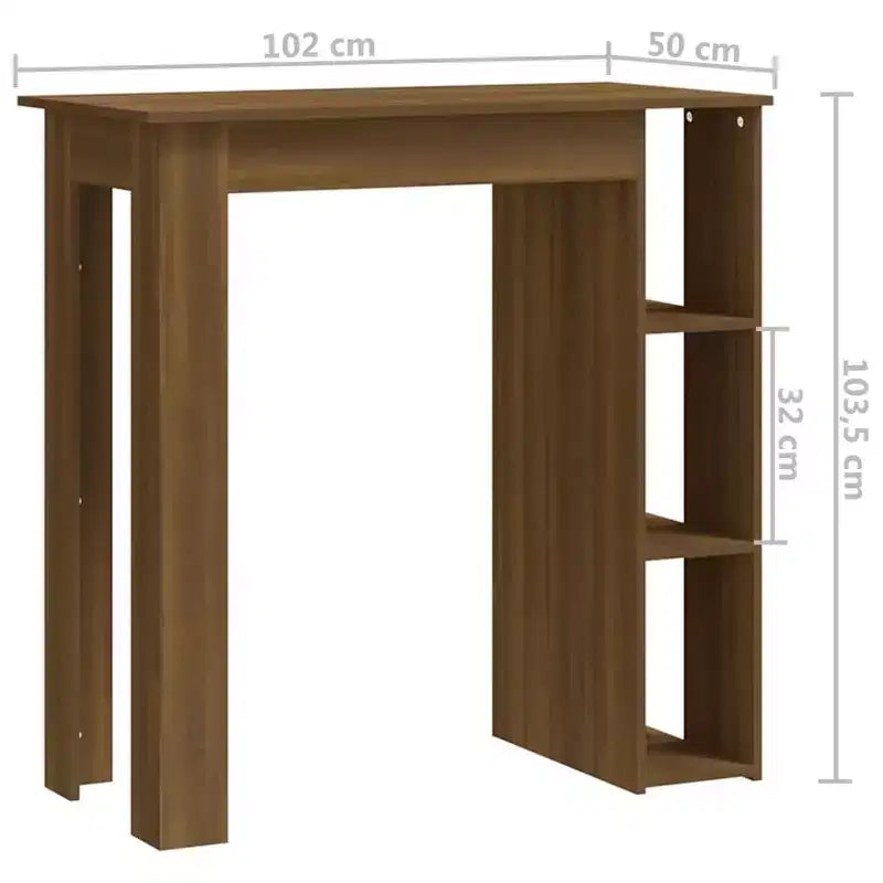 Table de bar avec étagère en bois composite, pour salle à manger