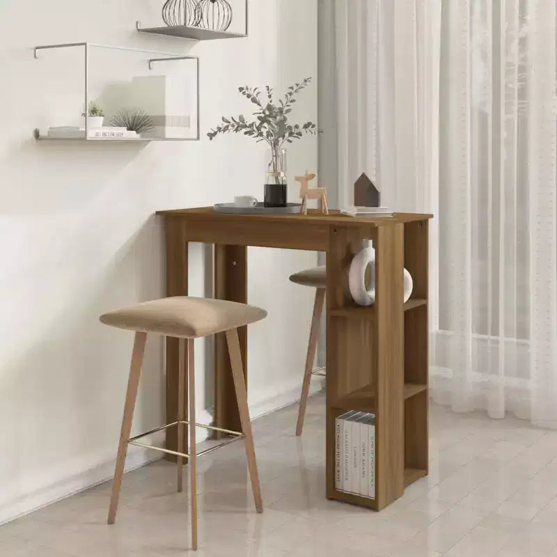 Table de bar avec étagère en bois composite, pour salle à manger