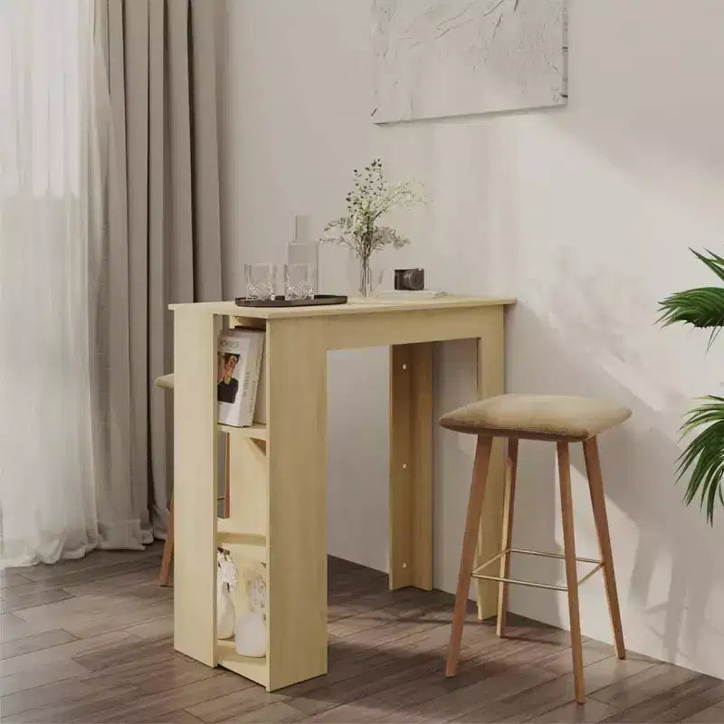 Table de bar avec étagère en bois composite, pour salle à manger