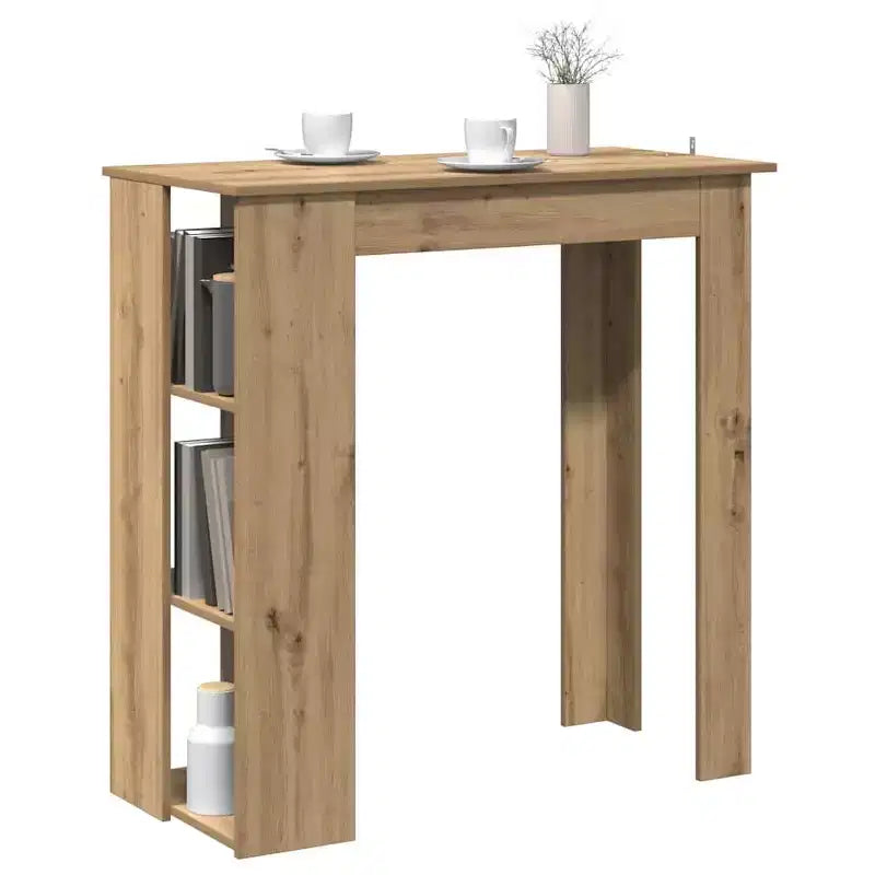 Table de bar avec étagère en bois composite, pour salle à manger