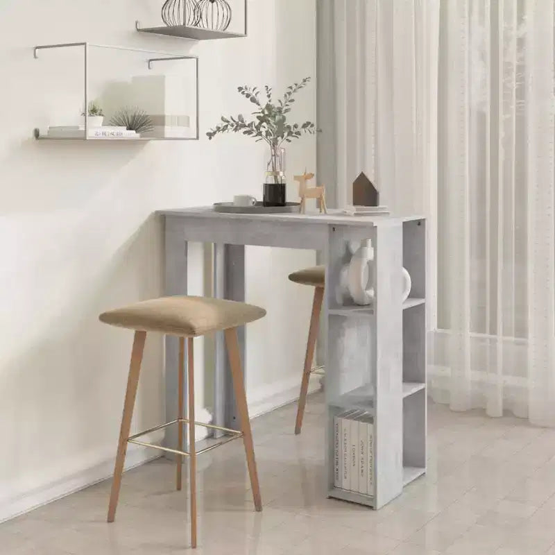 Table de bar avec étagère en bois composite, pour salle à manger