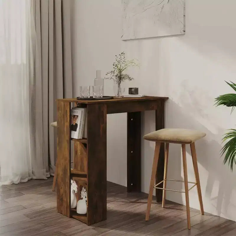 Table de bar avec étagère en bois composite, pour salle à manger