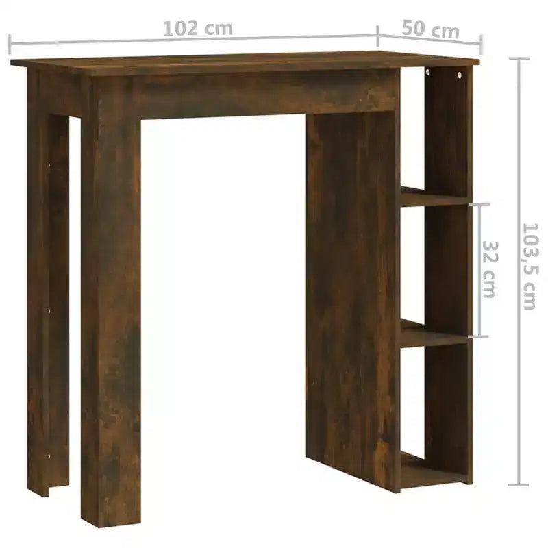 Table de bar avec étagère en bois composite, pour salle à manger