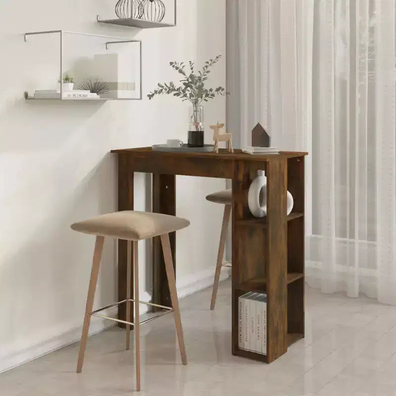 Table de bar avec étagère en bois composite, pour salle à manger